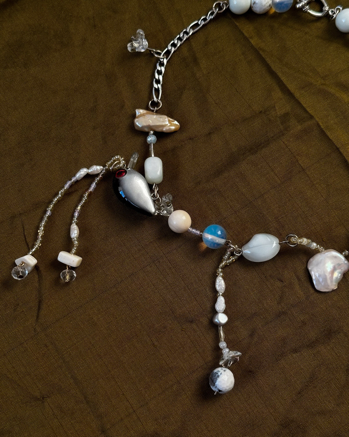 Silver Fish Strands Necklace