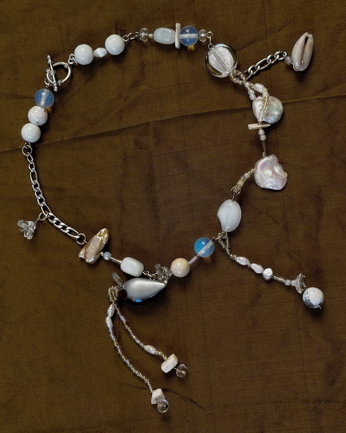 Silver Fish Strands Necklace